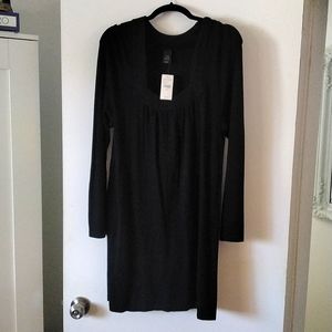 Lane Bryant Square Neck Tunic Sweater, Black, Size 14/16